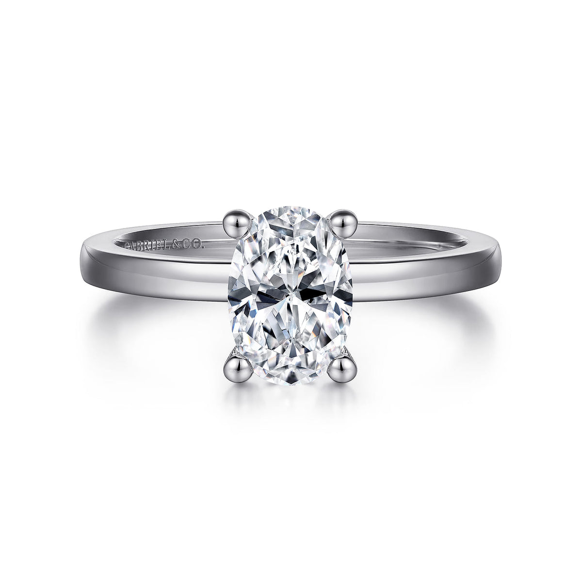 14K White Gold Oval Diamond Engagement Ring — ER14982O4W4JJJ; center stone shown for illustration, not included