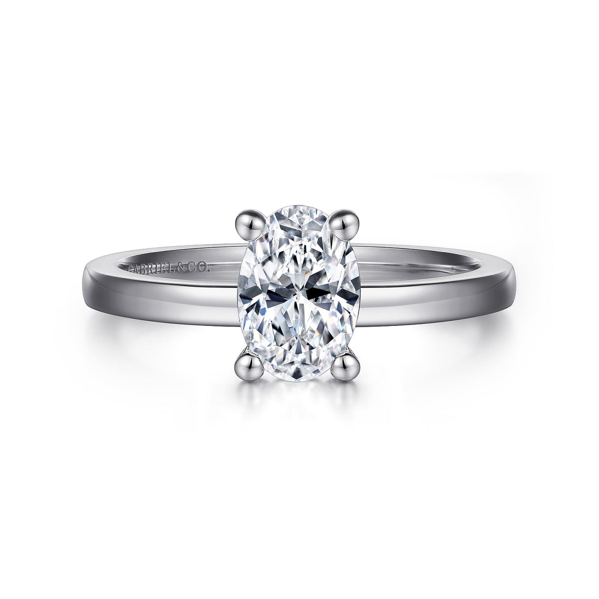 14K White Gold Oval Diamond Engagement Ring — ER14982O5W4JJJ; center stone shown for illustration, not included