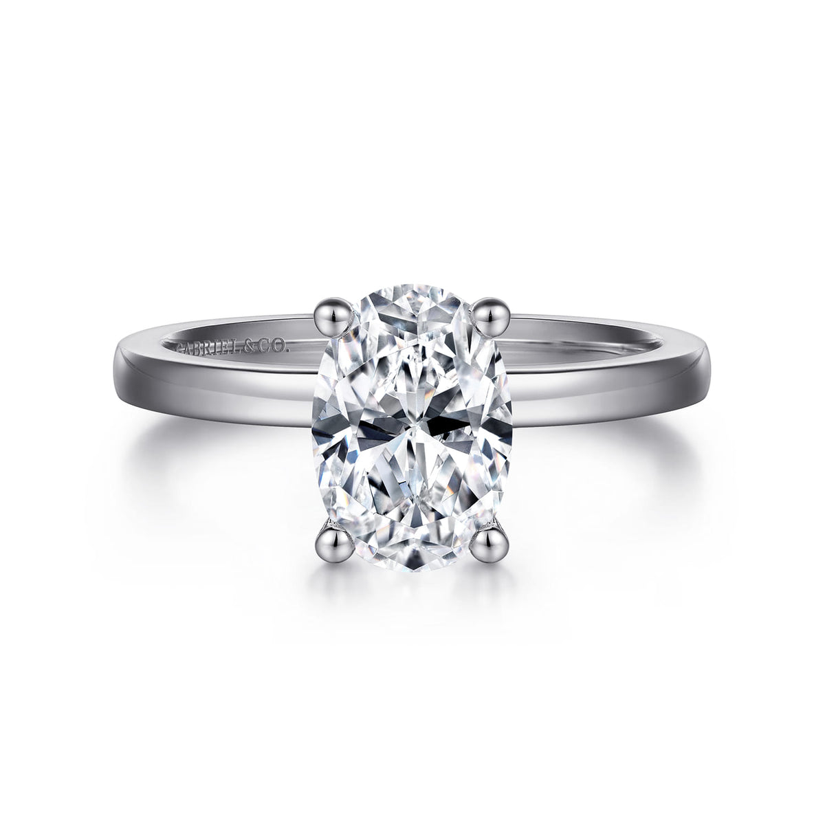 14K White Gold Oval Diamond Engagement Ring — ER14982O6W4JJJ; center stone shown for illustration, not included