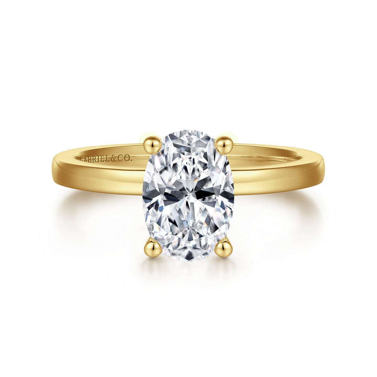 14K Yellow Gold Oval Diamond Engagement Ring — ER14982O6Y4JJJ; center stone shown for illustration, not included