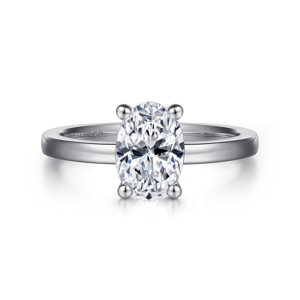 14K White Gold Oval Diamond Engagement Ring — ER14982O7W4JJJ; center stone shown for illustration, not included