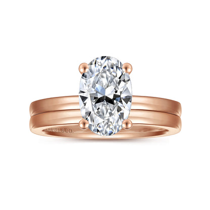 14K Rose Gold Oval Diamond Engagement Ring — Gabriel & Co. ER14982O8K4JJJ; center stone shown for illustration, not included
