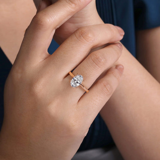 14K Rose Gold Oval Diamond Engagement Ring — Gabriel & Co. ER14982O8K4JJJ; center stone shown for illustration, not included