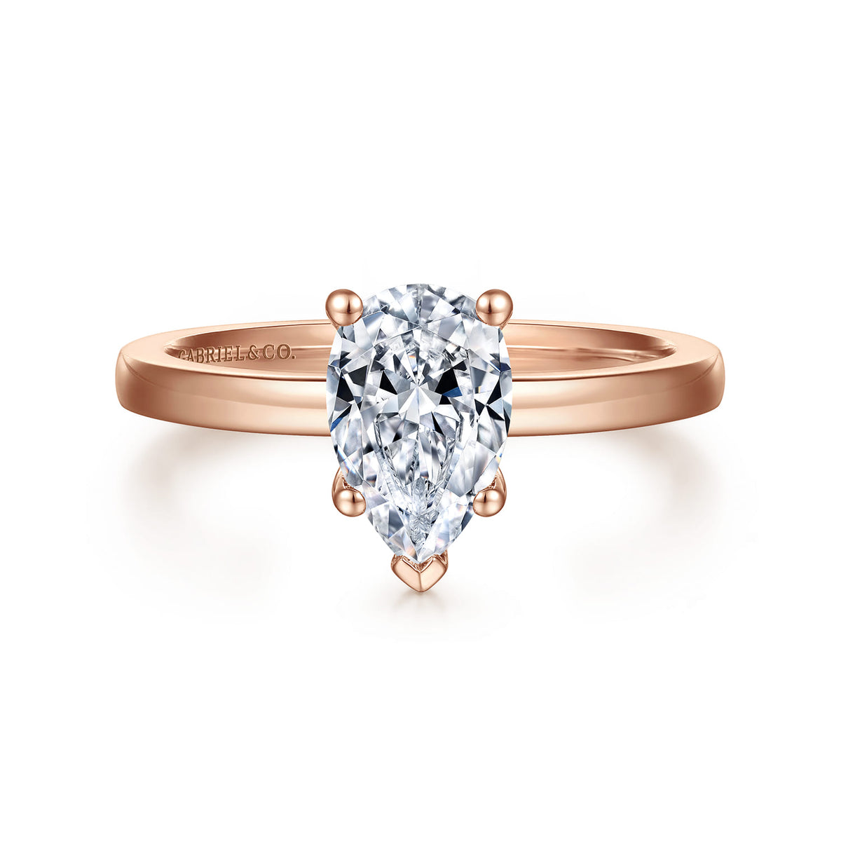 14K Rose Gold Pear Shape Diamond Engagement Ring — ER14982P4K4JJJ; center stone shown for illustration, not included