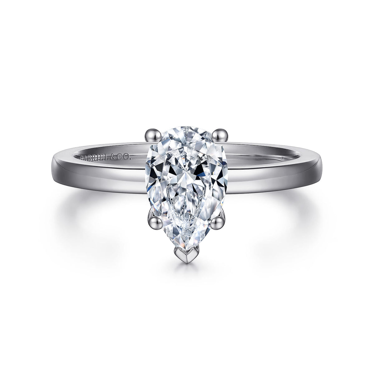 14K White Gold Pear Shape Diamond Engagement Ring — ER14982P4W4JJJ; center stone shown for illustration, not included
