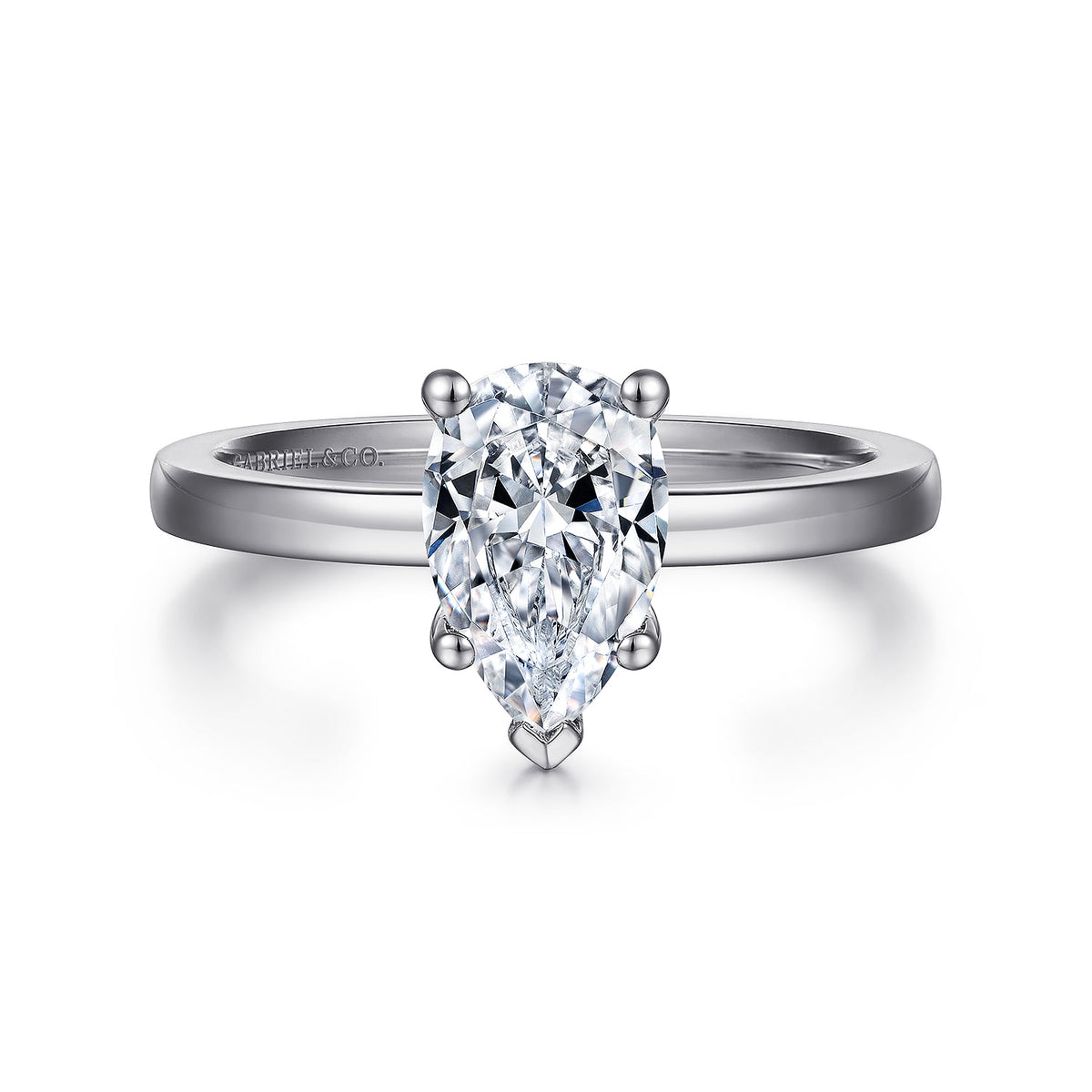 14K White Gold Pear Shape Diamond Engagement Ring — ER14982P5W4JJJ; center stone shown for illustration, not included