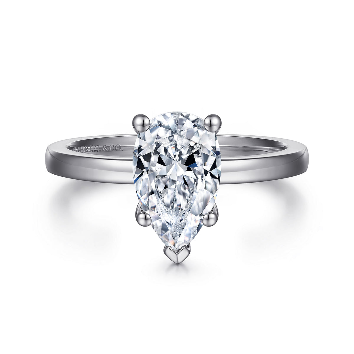 14K White Gold Pear Shape Diamond Engagement Ring — ER14982P6W4JJJ; center stone shown for illustration, not included