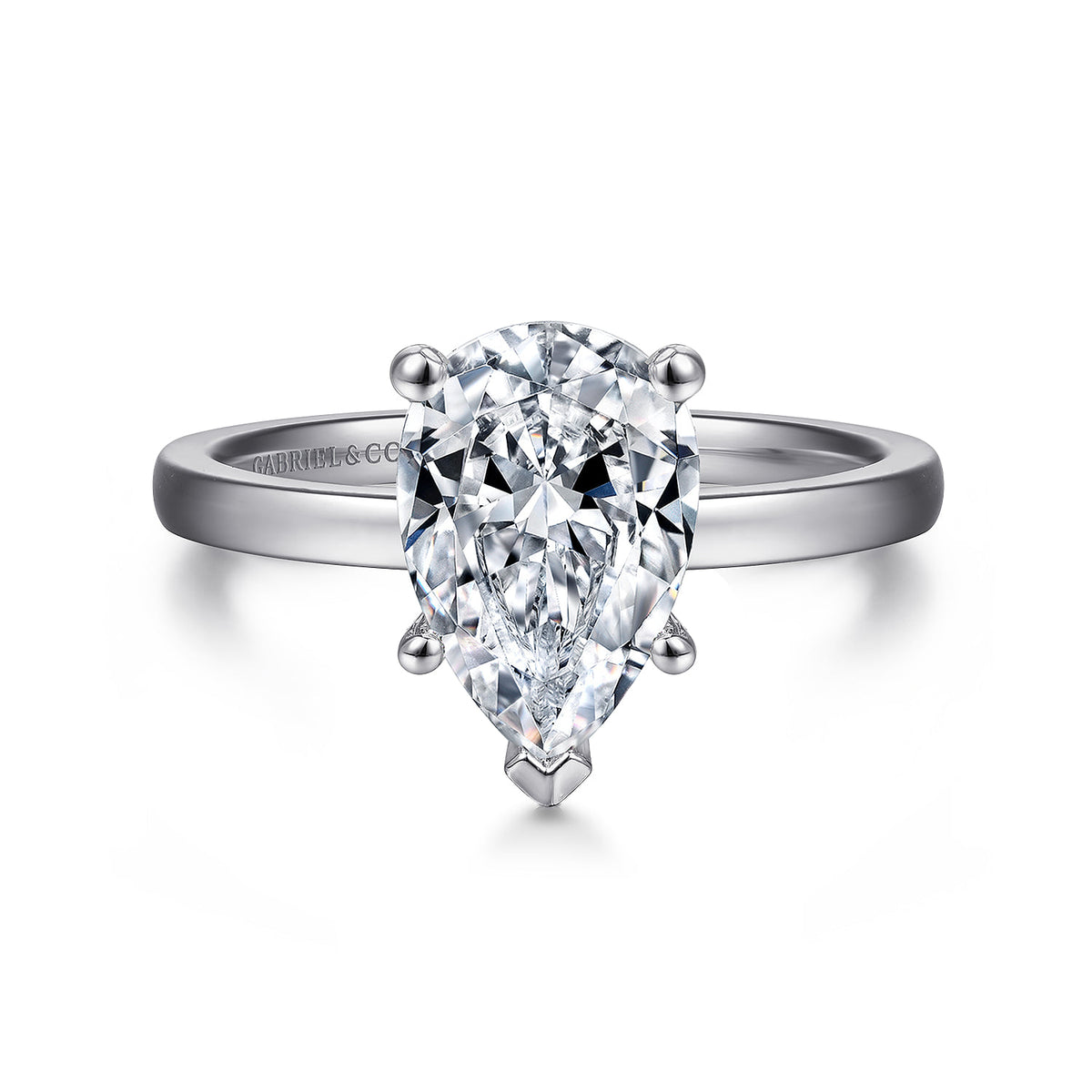 14K White Gold Pear Shape Diamond Engagement Ring — ER14982P8W4JJJ; center stone shown for illustration, not included