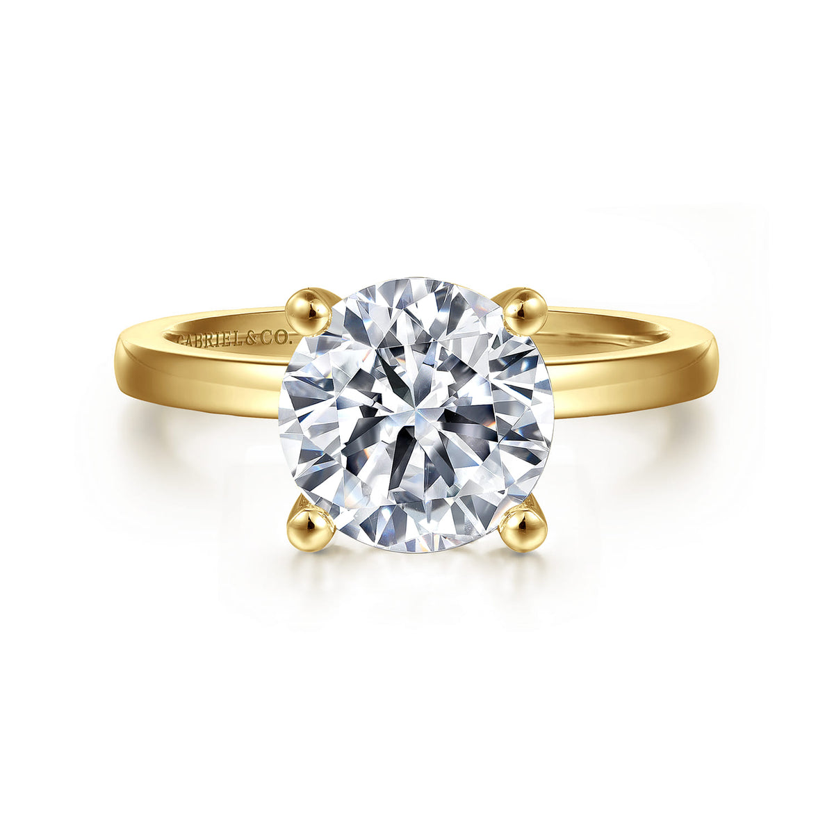 14K Yellow Gold Round Diamond Engagement Ring — ER14982R12Y4JJJ; center stone shown for illustration, not included