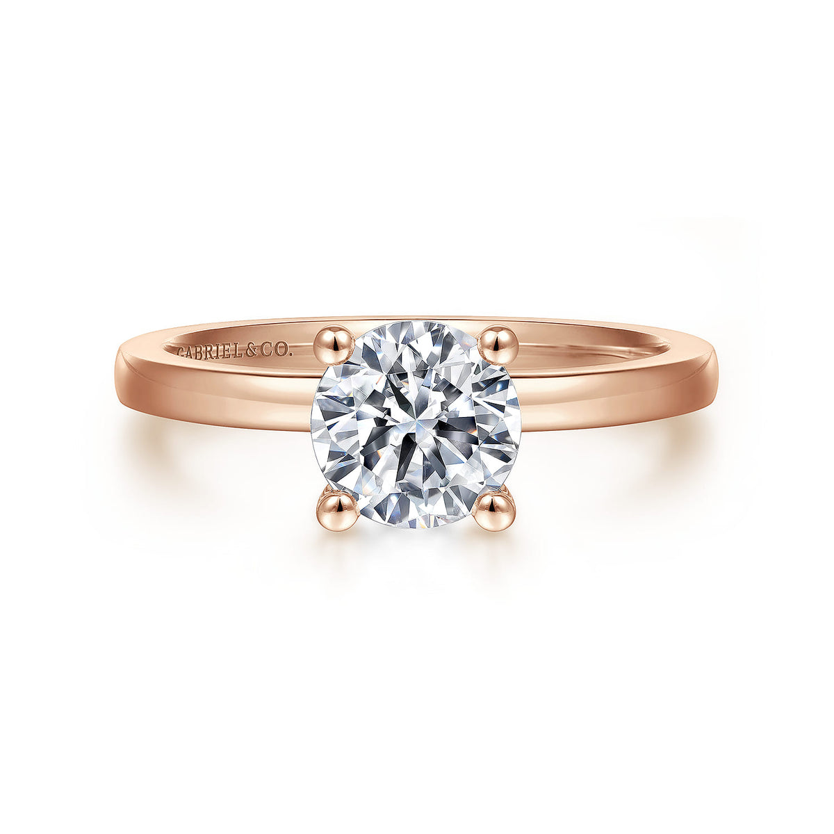 14K Rose Gold Round Diamond Engagement Ring — ER14982R4K4JJJ; center stone shown for illustration, not included