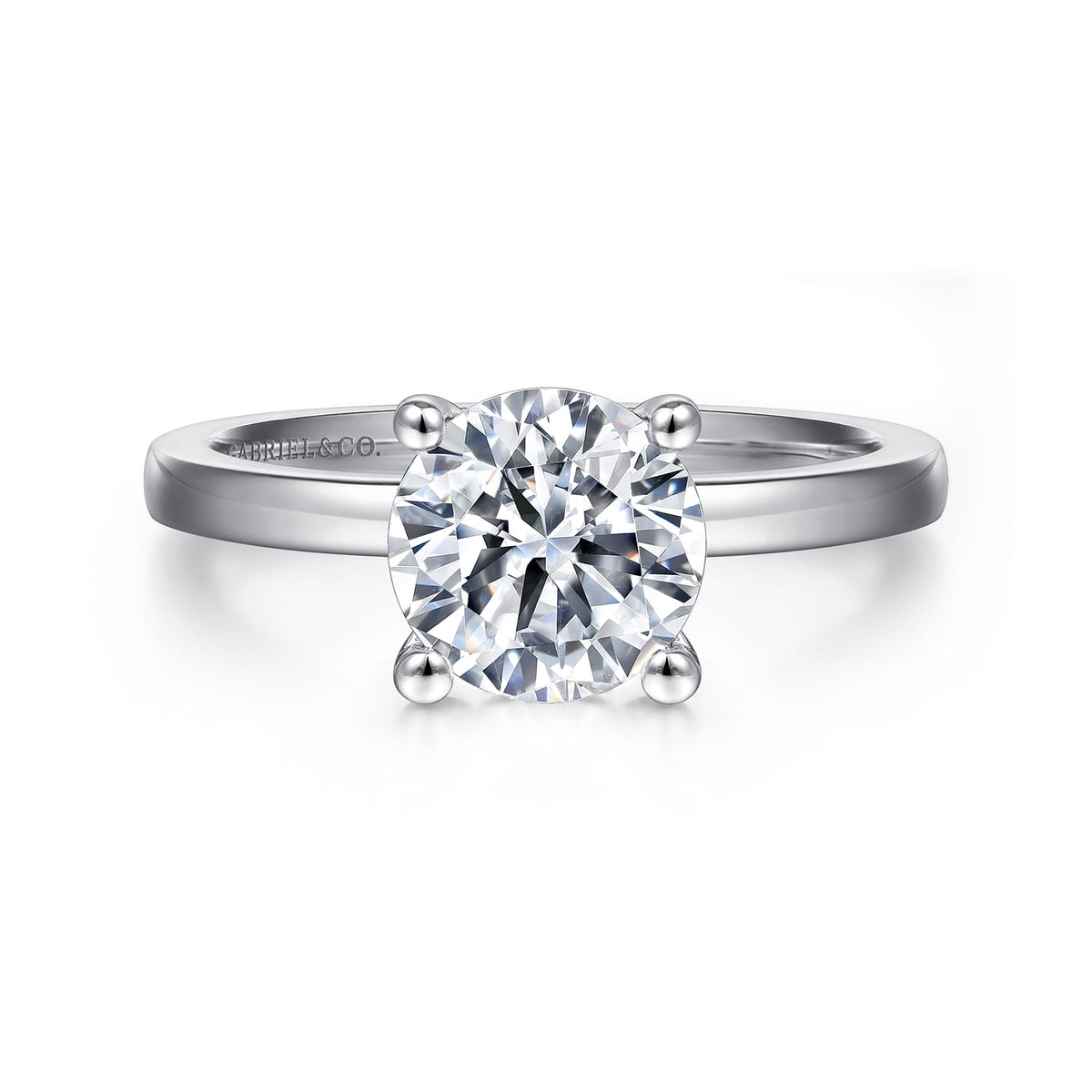 14K White Gold Round Diamond Engagement Ring — ER14982R6W4JJJ; center stone shown for illustration, not included