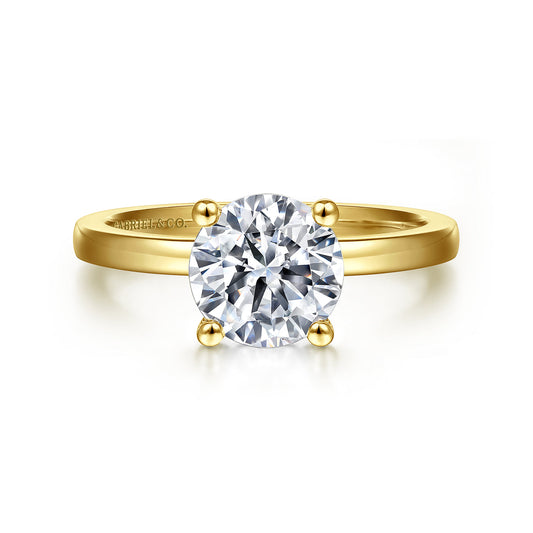 14K Yellow Gold Round Diamond Engagement Ring — Gabriel & Co. ER14982R8Y4JJJ; center stone shown for illustration, not included