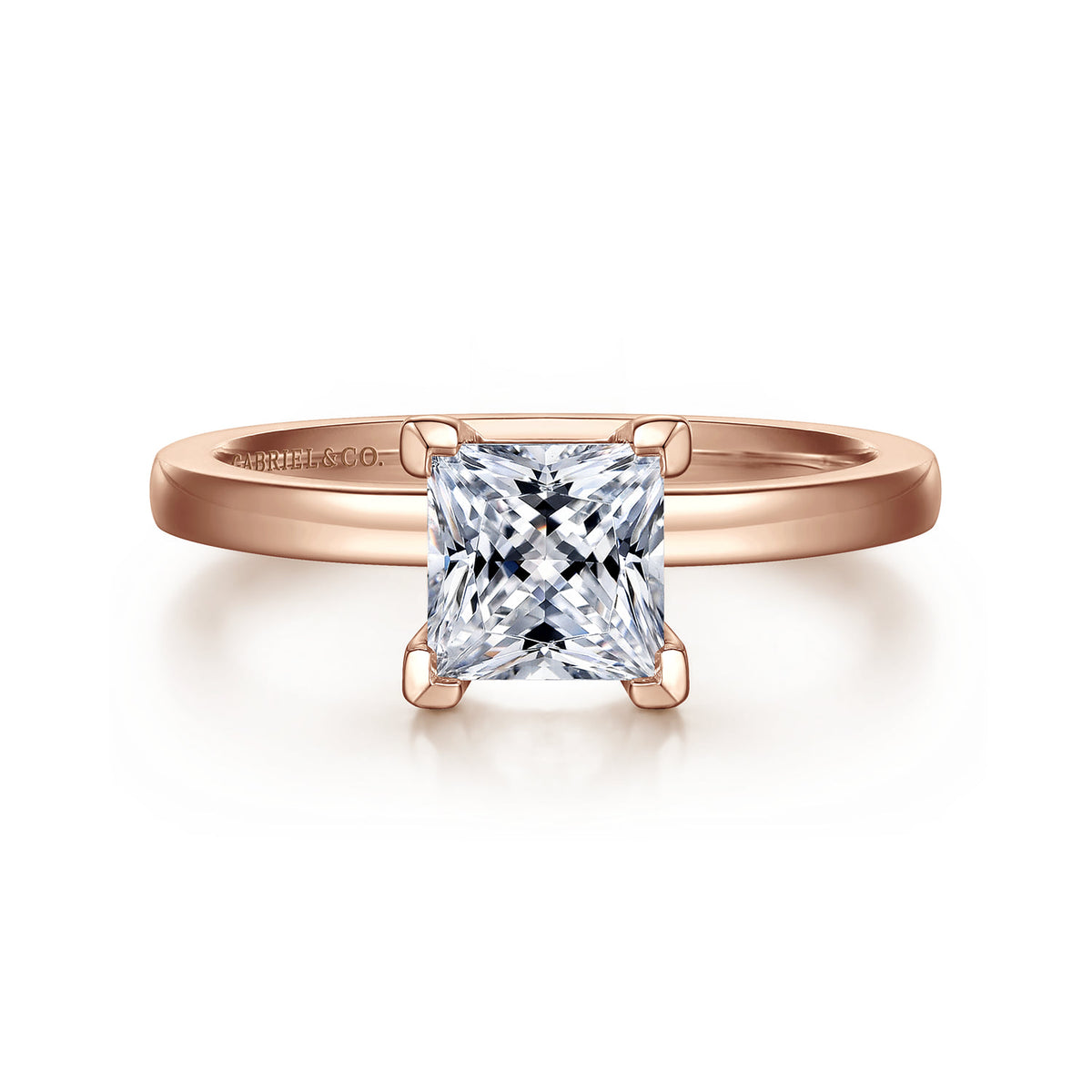 14K Rose Gold Princess Cut Diamond Engagement Ring — ER14982S4K4JJJ; center stone shown for illustration, not included