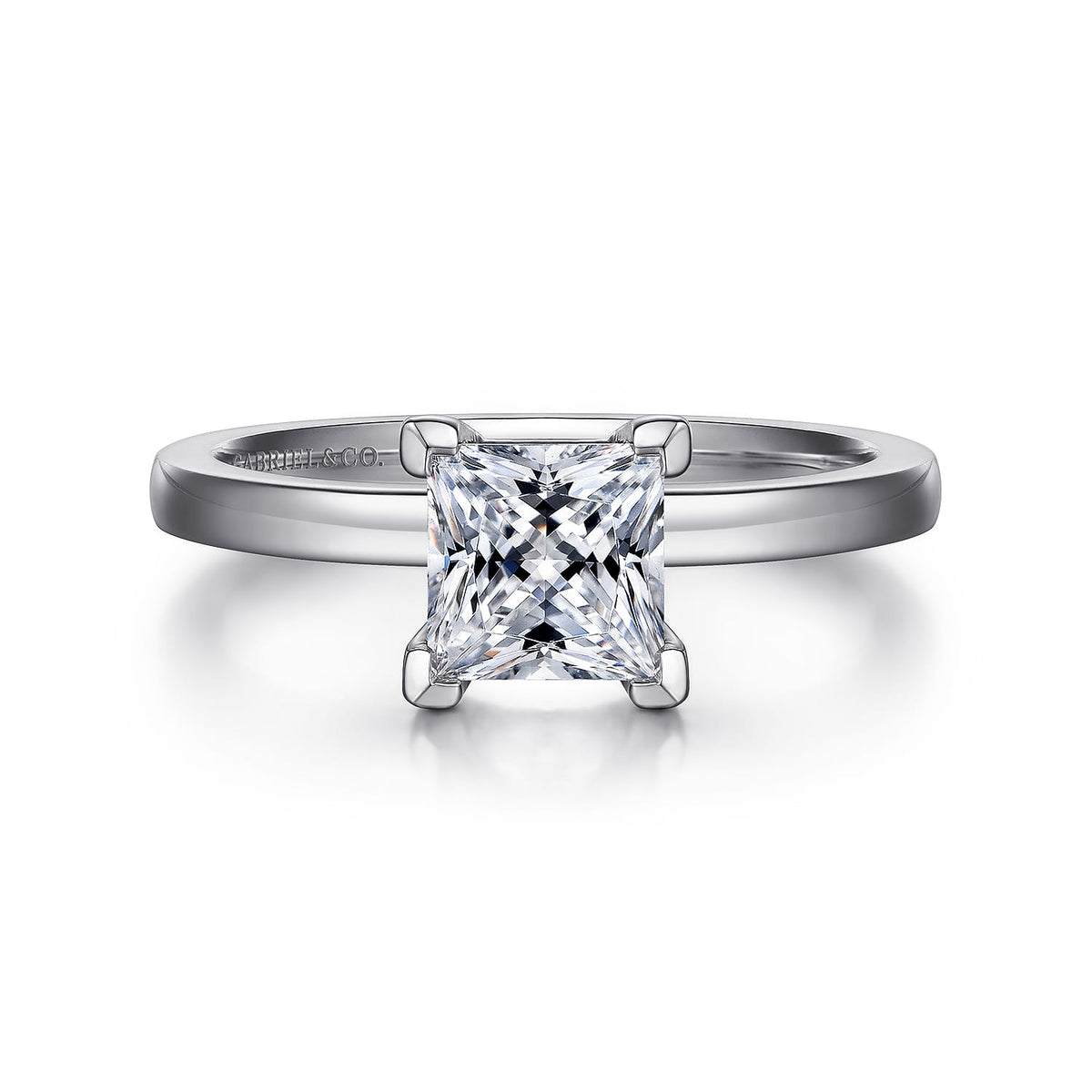 14K White Gold Princess Cut Diamond Engagement Ring — ER14982S4W4JJJ; center stone shown for illustration, not included