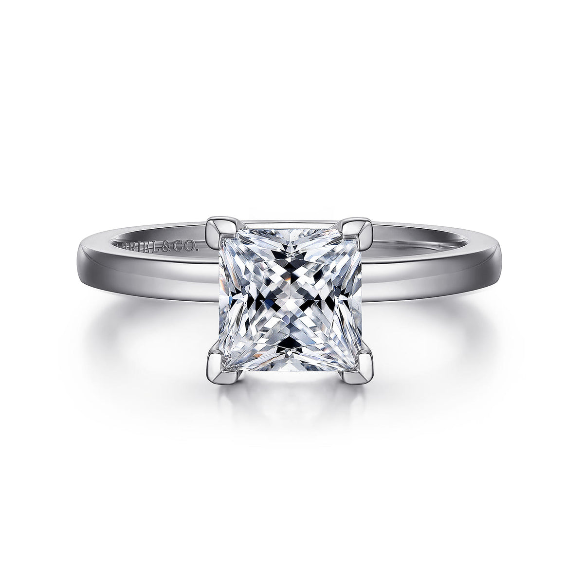 14K White Gold Princess Cut Diamond Engagement Ring — ER14982S5W4JJJ; center stone shown for illustration, not included