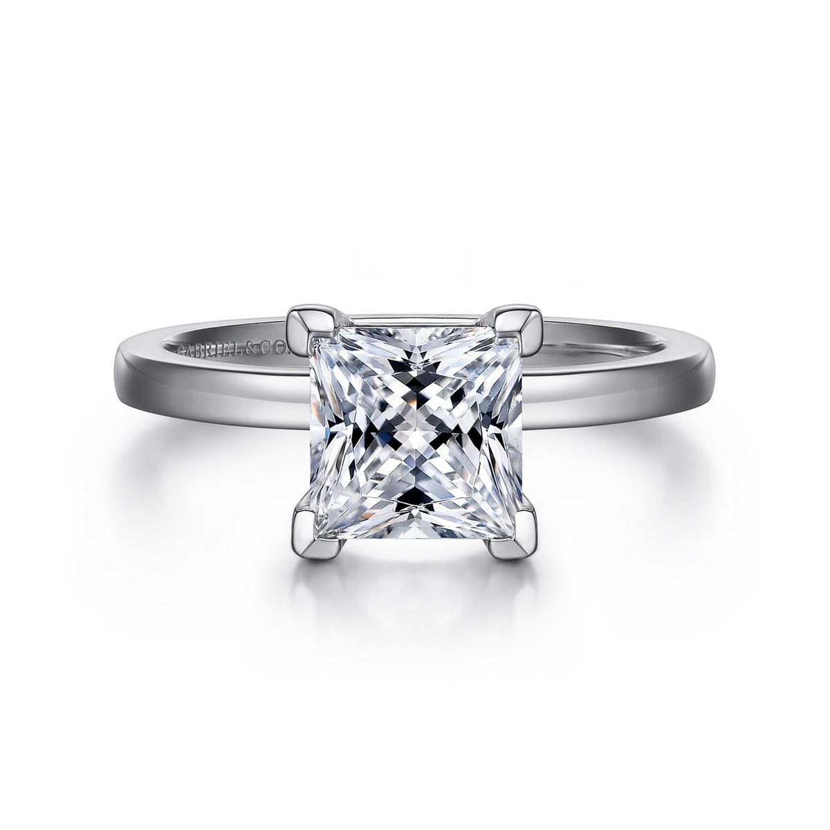 14K White Gold Princess Cut Diamond Engagement Ring — ER14982S6W4JJJ; center stone shown for illustration, not included