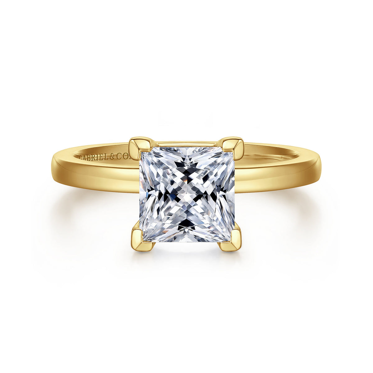 14K Yellow Gold Princess Cut Diamond Engagement Ring — ER14982S6Y4JJJ; center stone shown for illustration, not included
