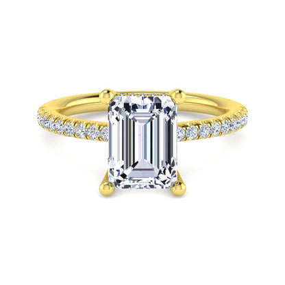 14K Yellow Gold Emerald Cut Diamond Engagement Ring — Gabriel & Co. ER14987E12Y44JJ; center stone shown for illustration, not included