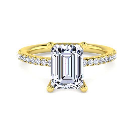 14K Yellow Gold Emerald Cut Diamond Engagement Ring — Gabriel & Co. ER14987E12Y44JJ; center stone shown for illustration, not included