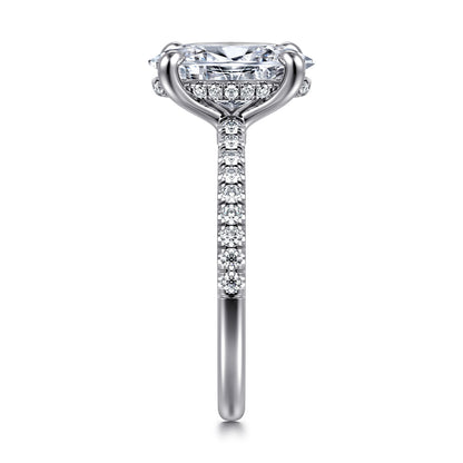 14K White Gold Oval Diamond Engagement Ring — Gabriel & Co. ER14987O12W44JJ; center stone shown for illustration, not included
