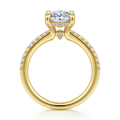14K Yellow Gold Oval Diamond Engagement Ring — Gabriel & Co. ER14987O12Y44JJ; center stone shown for illustration, not included