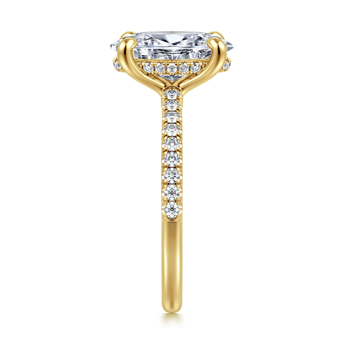 14K Yellow Gold Oval Diamond Engagement Ring — Gabriel & Co. ER14987O12Y44JJ; center stone shown for illustration, not included