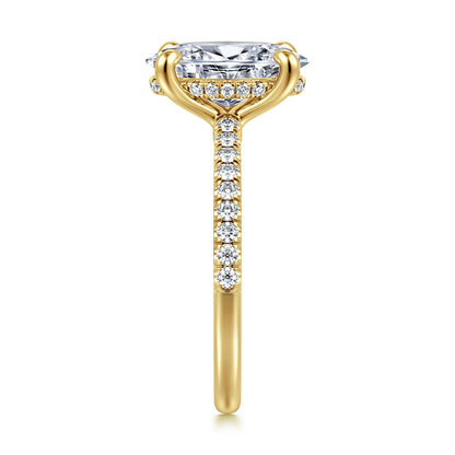 14K Yellow Gold Oval Diamond Engagement Ring — Gabriel & Co. ER14987O12Y44JJ; center stone shown for illustration, not included