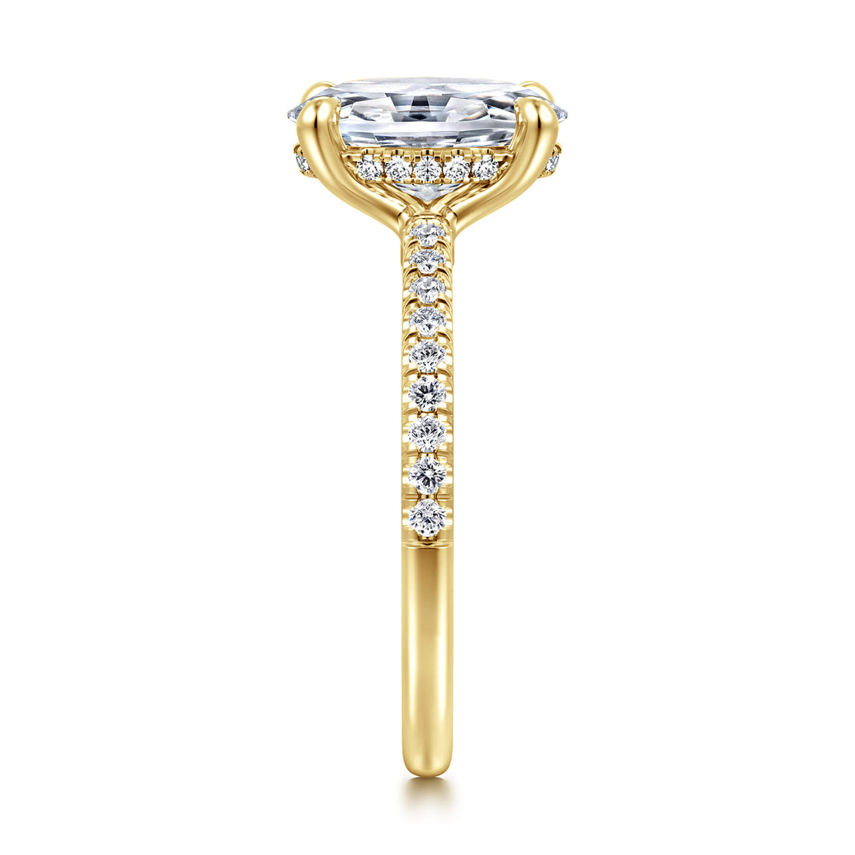 14K Yellow Gold Oval Diamond Engagement Ring — Gabriel & Co. ER14987O8Y44JJ; center stone shown for illustration, not included