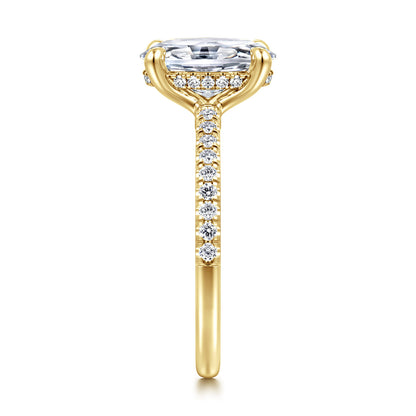 14K Yellow Gold Oval Diamond Engagement Ring — Gabriel & Co. ER14987O8Y44JJ; center stone shown for illustration, not included