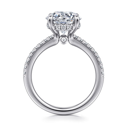 14K White Gold Round Diamond Engagement Ring — Gabriel & Co. ER14987R12W44JJ; center stone shown for illustration, not included