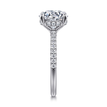 14K White Gold Round Diamond Engagement Ring — Gabriel & Co. ER14987R12W44JJ; center stone shown for illustration, not included