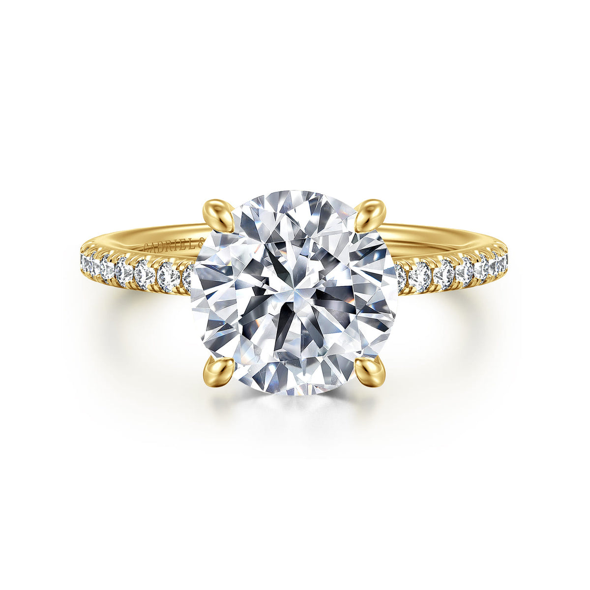 14K Yellow Gold Round Diamond Engagement Ring — Gabriel & Co. ER14987R12Y44JJ; center stone shown for illustration, not included
