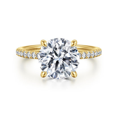 14K Yellow Gold Round Diamond Engagement Ring — Gabriel & Co. ER14987R12Y44JJ; center stone shown for illustration, not included