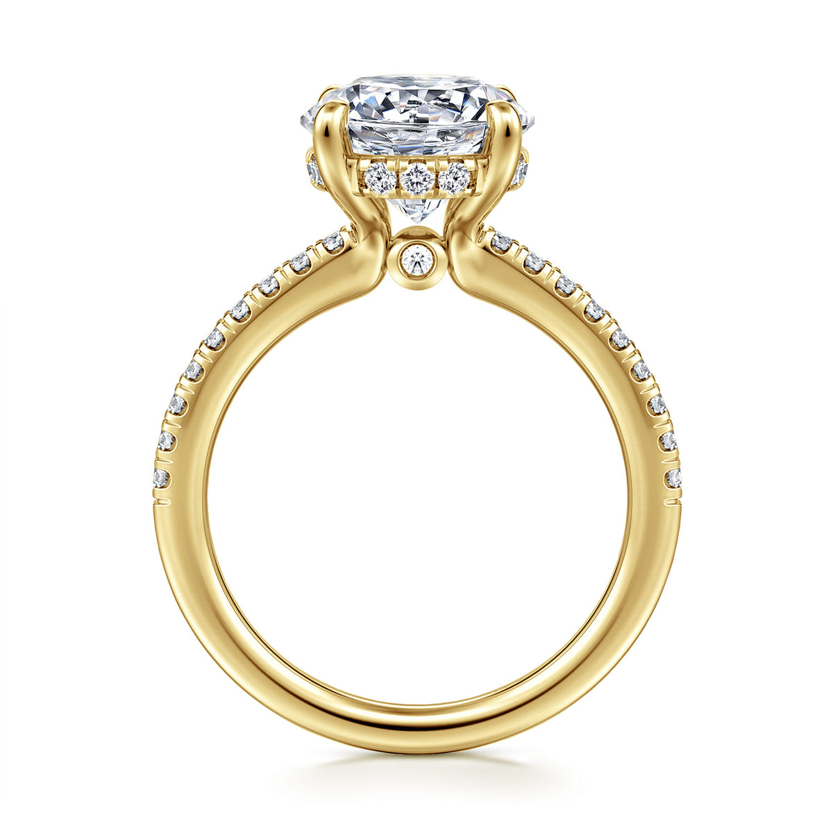 14K Yellow Gold Round Diamond Engagement Ring — Gabriel & Co. ER14987R12Y44JJ; center stone shown for illustration, not included