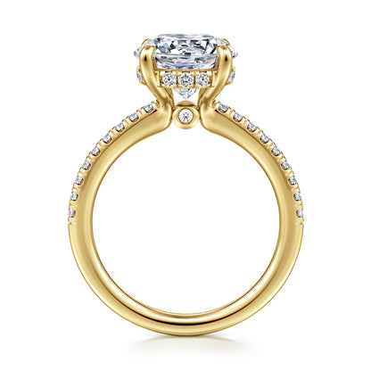 14K Yellow Gold Round Diamond Engagement Ring — Gabriel & Co. ER14987R12Y44JJ; center stone shown for illustration, not included