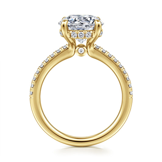 14K Yellow Gold Round Diamond Engagement Ring — Gabriel & Co. ER14987R12Y44JJ; center stone shown for illustration, not included