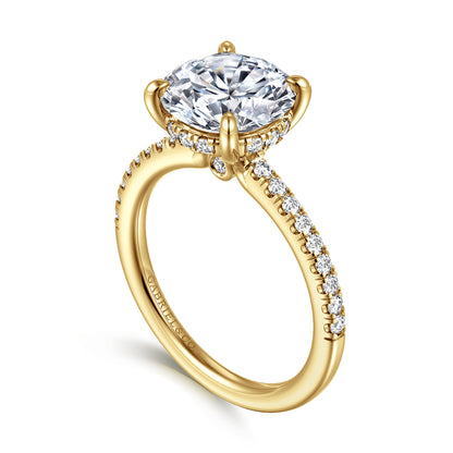 14K Yellow Gold Round Diamond Engagement Ring — Gabriel & Co. ER14987R12Y44JJ; center stone shown for illustration, not included