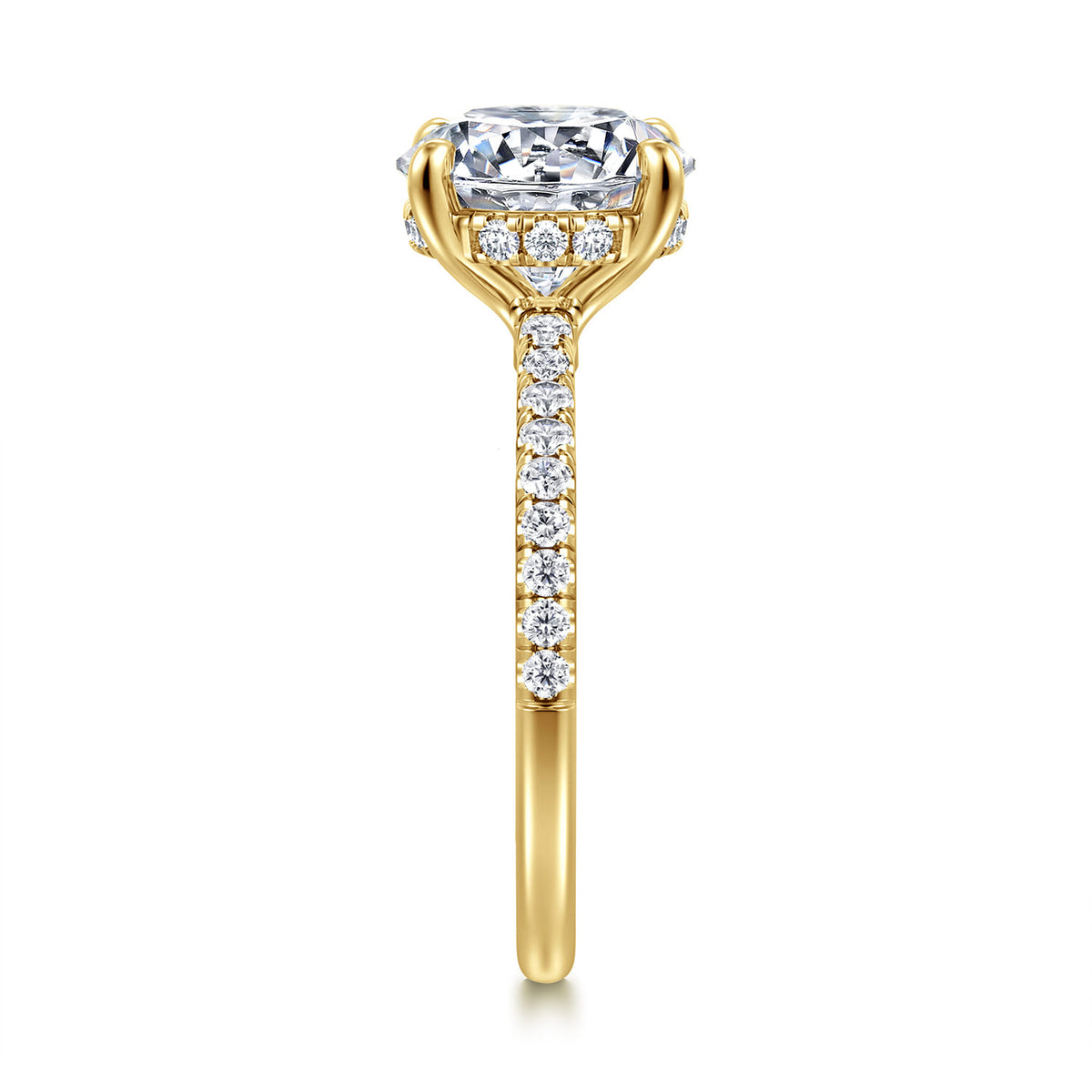14K Yellow Gold Round Diamond Engagement Ring — Gabriel & Co. ER14987R12Y44JJ; center stone shown for illustration, not included