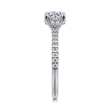 14K White Gold Round Diamond Engagement Ring — Gabriel & Co. ER14987R4W44JJ; center stone shown for illustration, not included