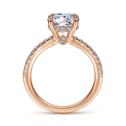 14K Rose Gold Round Diamond Engagement Ring — Gabriel & Co. ER14987R8K44JJ; center stone shown for illustration, not included
