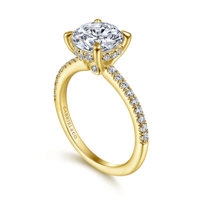14K Yellow Gold Round Diamond Engagement Ring — Gabriel & Co. ER14987R8Y44JJ; center stone shown for illustration, not included