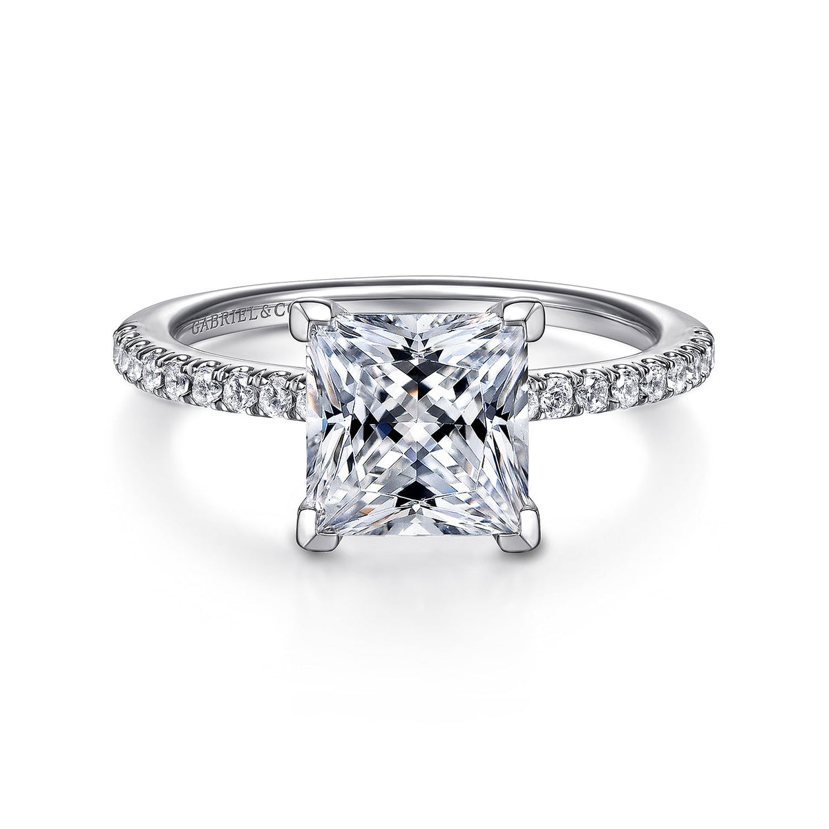 14K White Gold Princess cut Diamond Engagement Ring — ER14987S8W44JJ; center stone shown for illustration, not included