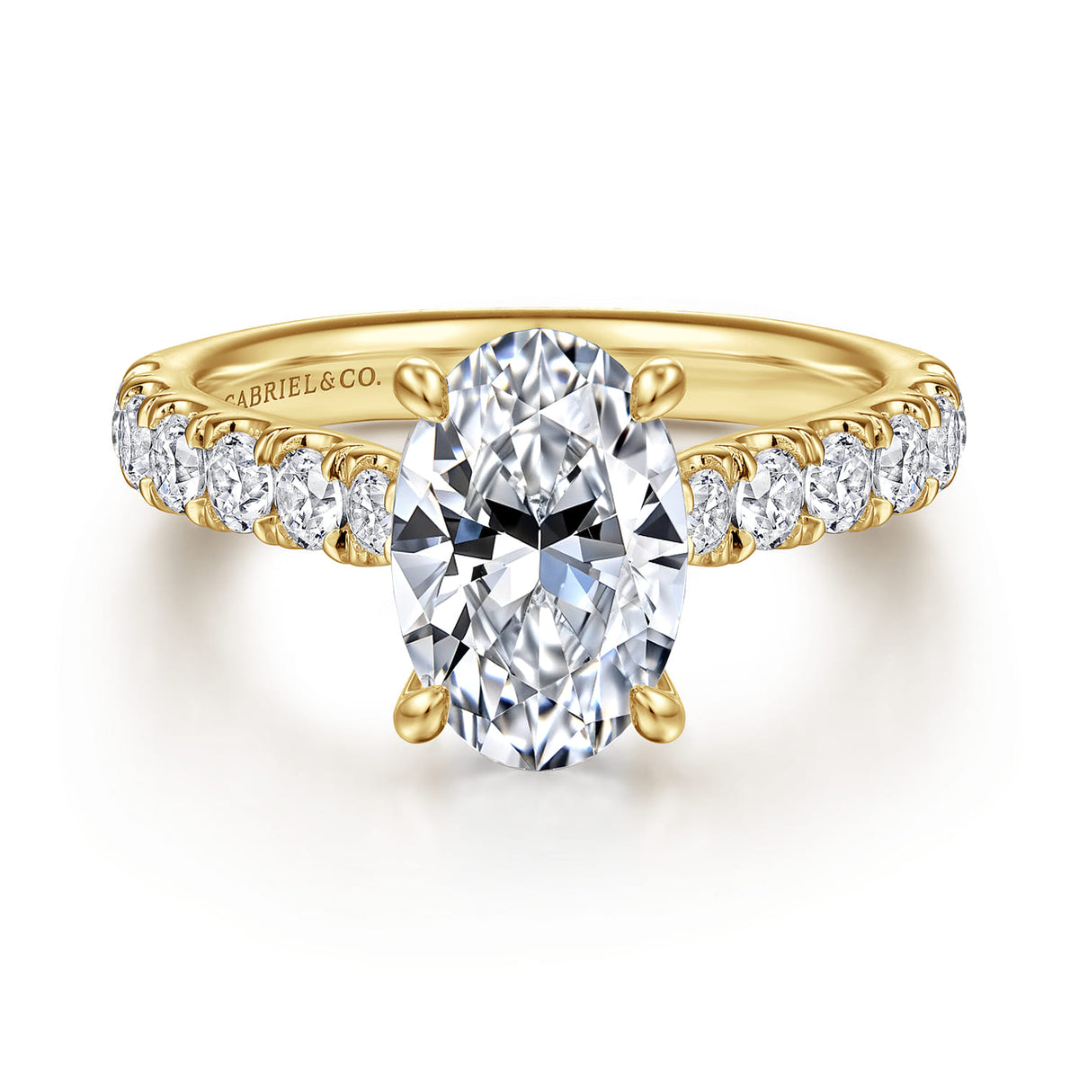 14K Yellow Gold Oval Diamond Engagement Ring — ER15247O8Y44JJ; center stone shown for illustration, not included