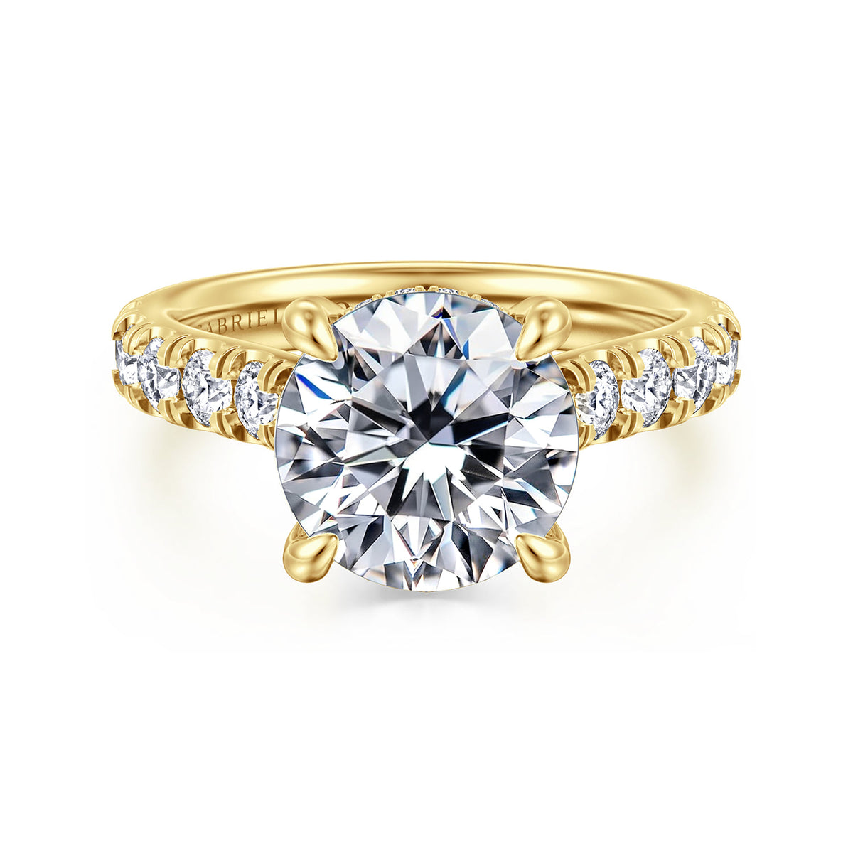 14K Yellow Gold Round Diamond Engagement Ring — ER15247R12Y44JJ; center stone shown for illustration, not included
