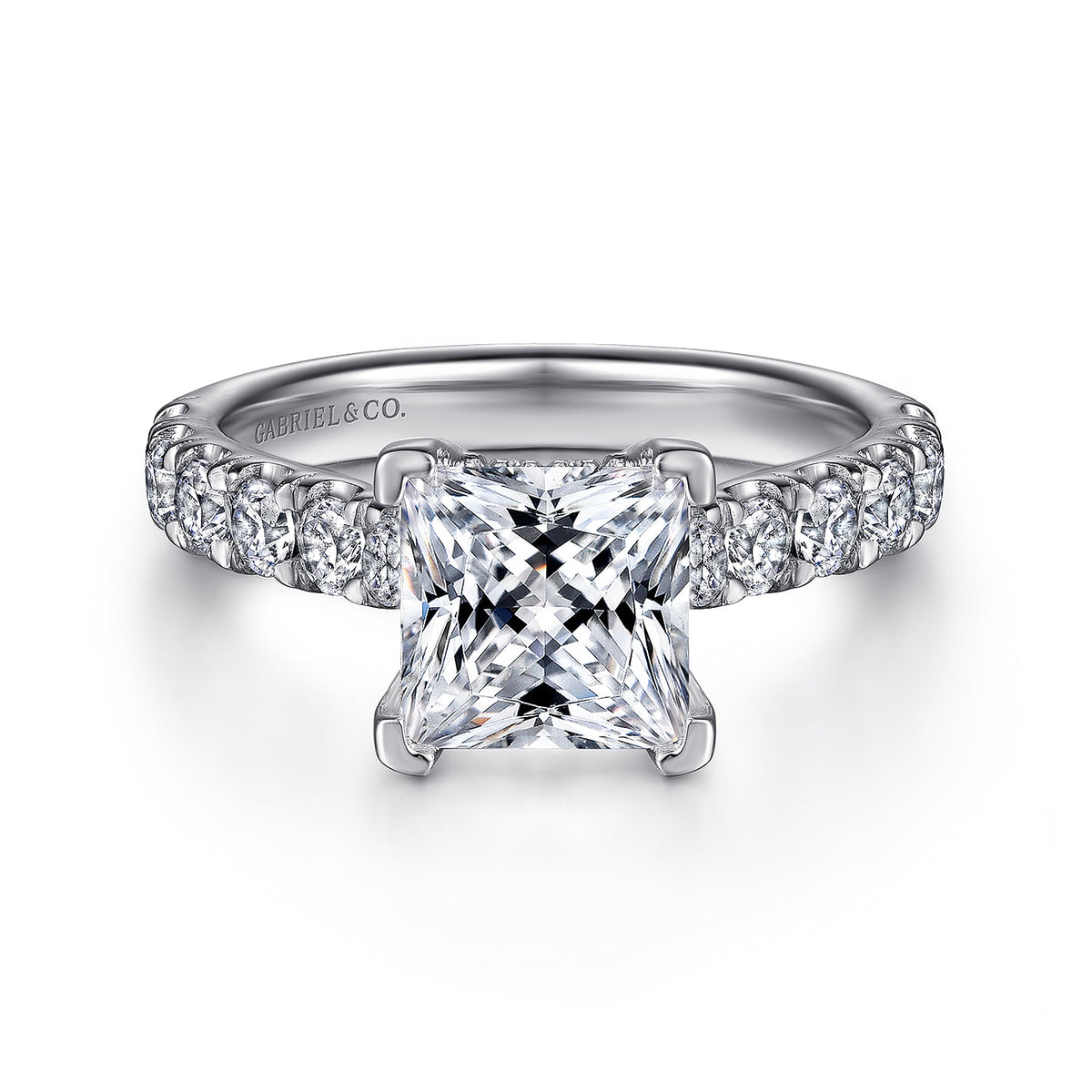 14K White Gold Princess Cut Diamond Engagement Ring — ER15247S8W44JJ; center stone shown for illustration, not included