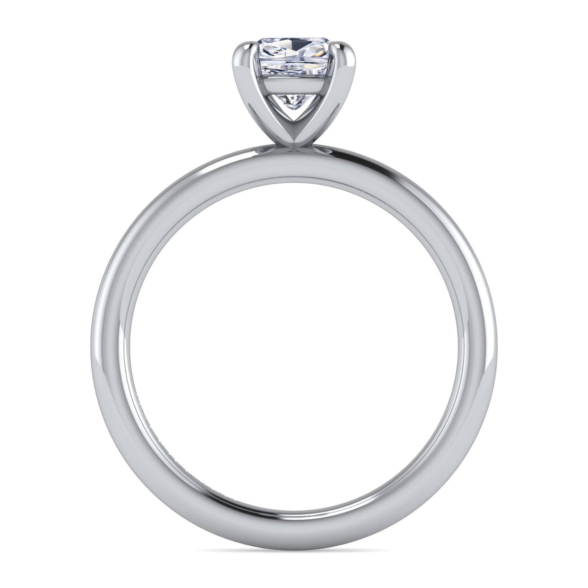 14K White Gold Cushion Cut Solitaire Engagement Ring — Gabriel & Co. ER15619C4W4JJJ; center stone shown for illustration, not included