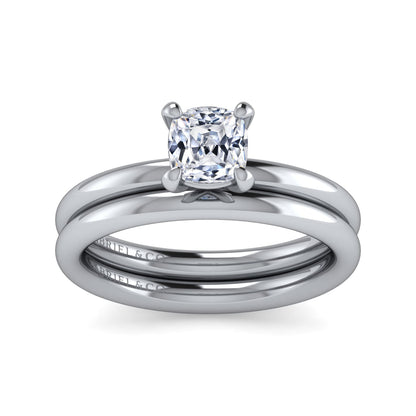 14K White Gold Cushion Cut Solitaire Engagement Ring — Gabriel & Co. ER15619C4W4JJJ; center stone shown for illustration, not included