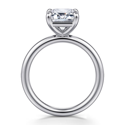 14K White Gold Emerald Cut Solitaire Engagement Ring — Gabriel & Co. ER15619E12W4JJJ; center stone shown for illustration, not included