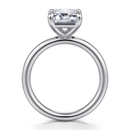 14K White Gold Emerald Cut Solitaire Engagement Ring — Gabriel & Co. ER15619E12W4JJJ; center stone shown for illustration, not included