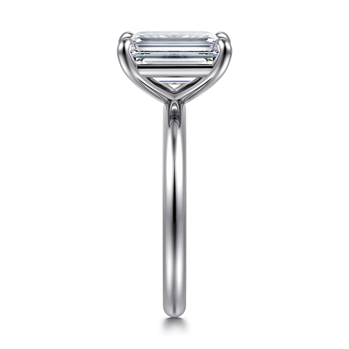 14K White Gold Emerald Cut Solitaire Engagement Ring — Gabriel & Co. ER15619E12W4JJJ; center stone shown for illustration, not included